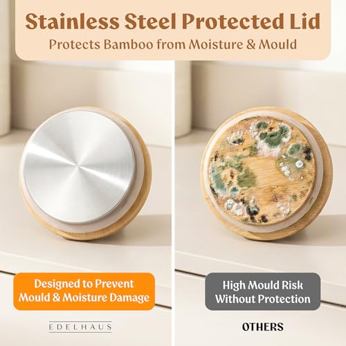 Overnight Oats Containers with Lids - Glass Mason Jars, Meal Prep | Bamboo Wood, Airtight Silicone Seal Set of 4 - Includes Spoons, 40 Labels for Chia Pudding, Yogurt, Cereal, Oatmeal - color: 4 pack - Bamboo Lid