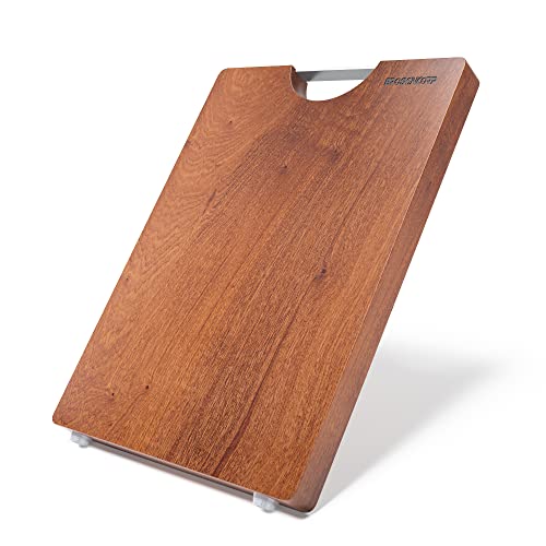 Brosisincorp Sapele Wood Cutting Board One Piece No Glue 14.96"L*11.02"W | Real Solid Whole Single Hardwood, Pre-Oiled Non Toxic No Joint, Reversible Heavy Duty Thick, Edge Grain Without Juice Grooves - size: 15"L x 11"W