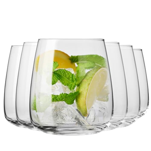 KROSNO Water Glasses Set of 6, 15.9 oz, Modern Collection | Drinking Glasses, Lead-Free Crystal Glassware, Juice Glasses, Water Glass Set, Dishwasher Safe, Made in Europe - size: 14.2 fl oz (Set of 6)