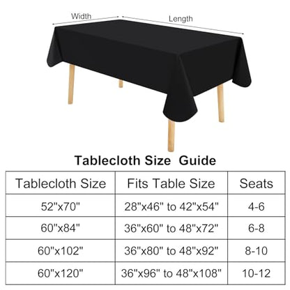 Square Black Vinyl Waterproof Tablecloth with Flannel Backed | Spillproof Wipe Clean Table Cloth, Plastic Flannel Backing for Dining, Buffet Parties Picnic Camping, 54" x 54" - color: Black, size: 54" x 54" (Square)