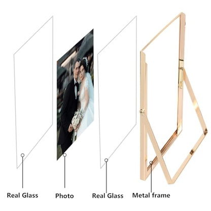 Gold 8x10 Floating Picture Frame 2 Pack,For Photo Sizes(4x6'',5x7'',6x8'') Adjustable Tabletop/Shelf Floating Frame 5x7'',Classy Gift Choice for Wedding,Christmas,Home or Office Decor - size: 8x10''(2PK)