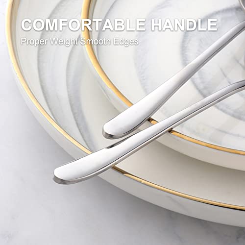 4-Piece Round Stainless Steel Bouillon Spoon Soup Spoons, Stainless Steel Large Round, Heavy-Weight Deep Bowl Spoon Set, Dinner Spoons for Soup Grain Dessert Milk, Dishwasher Safe - size: 4 pcs Silver