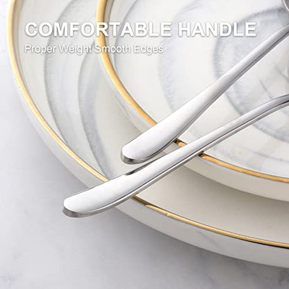 4-Piece Round Stainless Steel Bouillon Spoon Soup Spoons, Stainless Steel Large Round, Heavy-Weight Deep Bowl Spoon Set, Dinner Spoons for Soup Grain Dessert Milk, Dishwasher Safe - size: 4 pcs Silver
