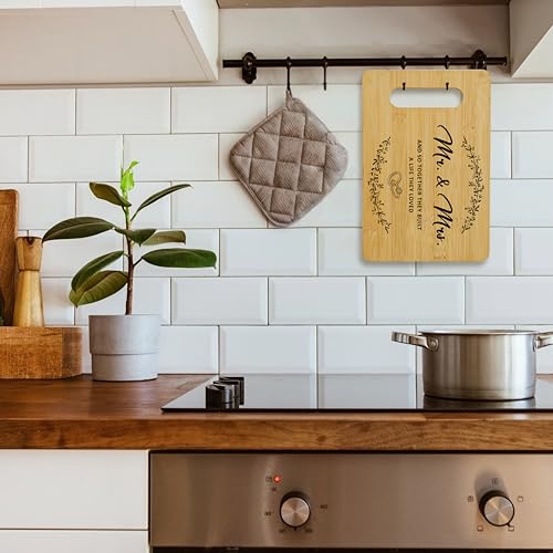 Wedding Gifts for Newlyweds, Bamboo Cutting Board for Kitchen, Mr & Mrs Marriage Chopping Board With A Gift Card, Engagement Bridal Shower Gifts for Bride And Groom -01 - color: Mr & Mrs