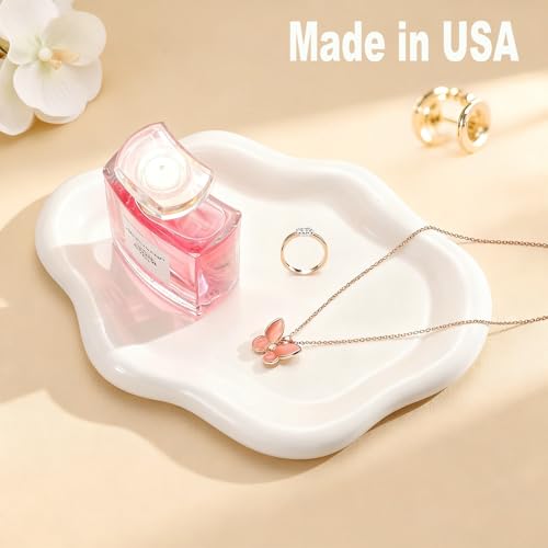 Ceramic White Jewelry Tray, Trinket Dish, Ring Dish, Room Funky Decor Aesthetic, Decorative Cloud Vanity Key Tray for Women, Ring Holder Dish, Cute Jewelry Plate Bowl Room Decor Aesthetic
