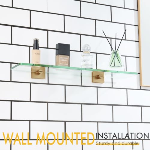 KOKOSIRI Tempered Glass Shelf 20-Inch Floating Wall Shelves Bathroom Rack Kitchen Shower Storage, 2 Pack Champagne Bronze Stainless Steel B1107CPG-L20-P2 - color: Champagne Bronze, size: 20-Inch(2 Pack)