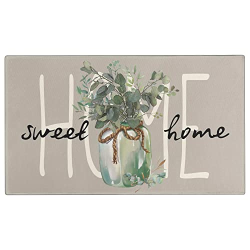 Spring Door Mat,Home Sweet Home Leaves Indoor Outdoor Non-Slip Doormat,Entryway Front Porch Summer Welcome Mat Grey for Entrance Decor,30'' x 17'' - color: 2 Home Sweet Home