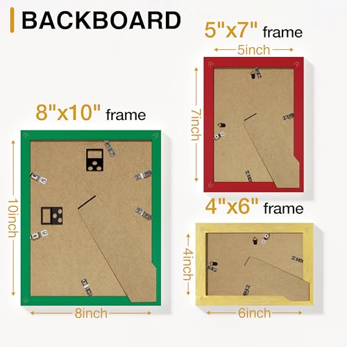 Vittanly 12 Pack Gallery Wall Frame Set, Green, Red, Gold | Gallery Wall Frame Set: 4pcs 8x10, 4pcs 5x7 & 4pcs 4x6 Photos for Wall & Table, Picture Frames made of Engineered Wood - color: Green & Red & Gold