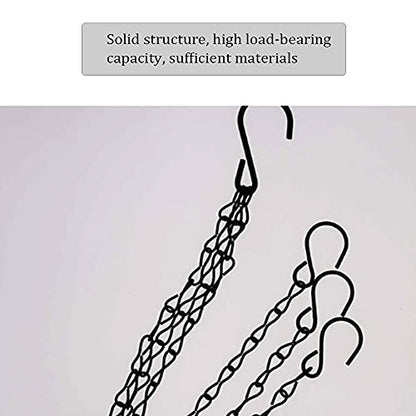 OUKEYI 6 Pcs Hanging Chain, Heavy Duty 15.7 Inch Hanging Flower Basket Galvanized Replacement Chain -3Point Garden Plant Hanger for Outdoor Bird Feeders, Planters and Lanterns (Black) ¡­
