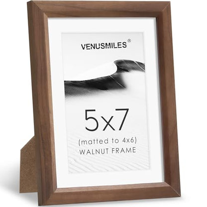 5x7 Picture Frame Natural Solid Walnut Photo Frames with 4x6 Removable Mat Wall Hanging Large Handcrafted Frame with HD Plexiglass Wall and Tabletop Display Large Poster Frame - color: Walnut, size: 5X7,1P