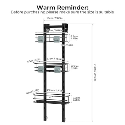 ODesign 3-Tier Over the Door Shower Caddy Hanging,Black | Shower Organizer Hanging,Over the Door Shower Rack Organizer Rustproof,Bathroom Rack Hanging for Shampoo,Soap,Razor