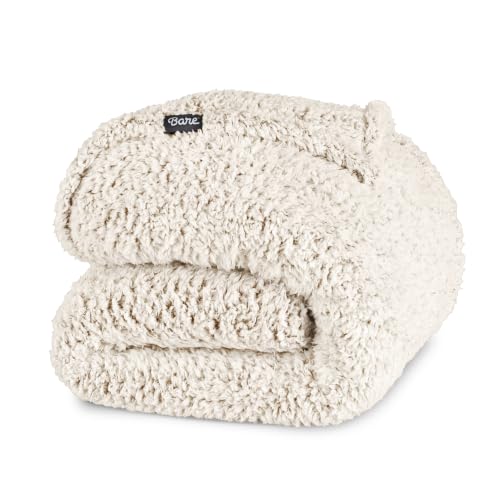 Bare Home Faux Shearling Blanket (Full/Queen, Tipped Oyster) | Blanket for Bed, Sofa, Couch, Camping, Travel, and Gifts, Warm & Lightweight, Fluffy & Soft - color: 10 - Tipped Oyster, size: Full/Queen