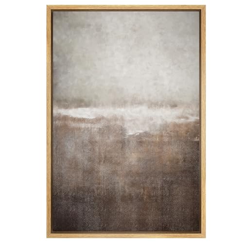 SIGNWIN Framed Canvas Print Wall Art Brown Pastel Landscape Shapes Abstract Illustrations Minimal Decorative Nordic Zen Bohemian for Living Room, Bedroom, Office - 24"x36" Natural - color: A10-2309-na06, size: 36"L x 24"W