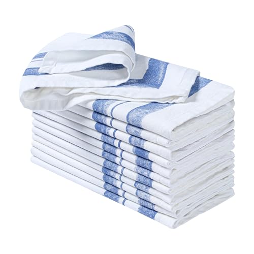 Ramanta Home Cloth Dinner Napkins Set of 12 Blue, 18x18 Inches | Frame Border Napkins for Wedding, Soft Washable Table Linen for Everyday Use - color: Blue, size: 18" x 18" (Set of 12)