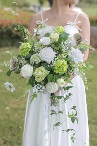 Serra Flora Artificial Greenery Stems Box Set,(Pack of 37pcs) with 8 Kinds of Faux Pink Green Filler for DIY Bridal Bouquets Wedding Floral Arrangement Table Centerpieces - color: Green