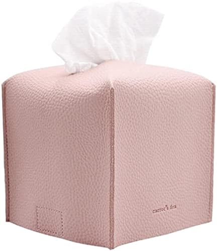 Carrot’s Den PU Leather Tissue Box Cover Holder, Decor, Baby Pink | Faux leather square holder fits standard facial tissue boxes. Decorative aesthetic accent for office desk, guest bedroom. - color: Baby Pink