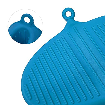 Thickened Mini Silicone Oven Mitts Heat Resistant, Rubber Oven Mitt Gloves, Finger Pinch Grips, Pot Holder, Silicone Potholder for Kitchen Cooking & Baking 1 Pair, Blue - color: Blue
