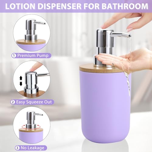 Bathroom Accessories Set 5Piece Light Purple Bathroom Sets, Toothbrush Holder, Toothbrush Cup, Lotion Soap Dispenser, Soap Dish and Qtip Holder Bathroom Decor - style: Light Purple