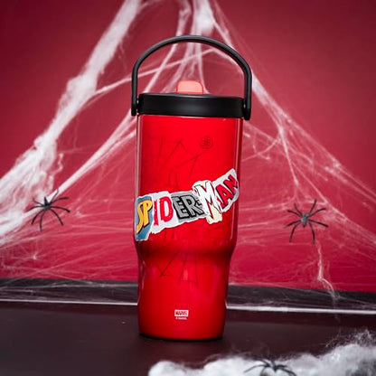 Zak Designs Marvel Spider-Man Siply 20oz Leak-Proof Straw Insulated Tumbler | BPA Free, Stainless Steel, Handle, Cupholder Friendly, Dishwasher Safe, Kids Water Bottle, Reuseable For School, Home, Travel - color: Spiderman