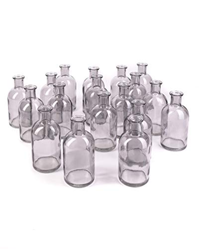 Bud Vases, Apothecary Jars, Decorative Glass Bottles, Centerpiece for Wedding Reception, Elegant Antique Decoration, Mini Flower Vases, Small Medicine Bottles for Home Decor (Smoke Gray, Set of 48) - color: Smoke Gray, Small, Set of 48