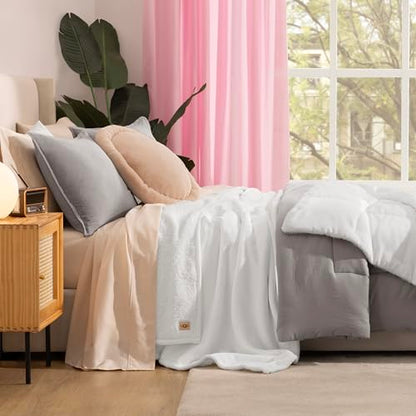 UGG Nita Queen Blanket, Reversible Plush Fleece, 90" x 90", White | Fits Queen & Full Size Beds, UGG Fluff Plush Face, Smooth UGG Fluff Reverse, Warm & Cozy, Machine Washable, Oversized for Bed - color: White, size: Full/Queen
