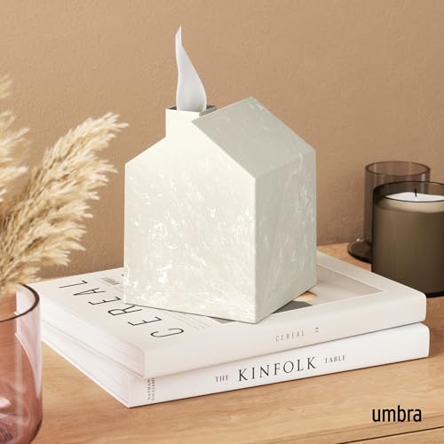 Umbra Casa Tissue Box Cover â€“ Modern House-Shaped Tissue Box Holder for Standard Square Boutique Tissue Boxes,Ocean Materials® Plastic, Bathroom & Home Décor, Ocean Sand | Easy wipe clean, fits standard cube, bathroom and bedroom, low carbon footprint -