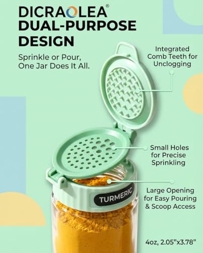 Newly Upgraded 24 Pcs Glass Spice Jars Set with Labels, 4oz Macaron Color Lids, Dual-Purpose Flip Cap, BPA-Free Empty Spice Containers for Kitchen Organization