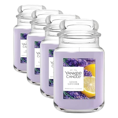 Yankee Candle Lemon Lavender Scented Candle, 22oz Large Jar with up to 150 Hour Burn Time, Giftable, Birthdays (Pack of 4) - color: Lemon Lavender, size: Large Jar (Pack of 4)