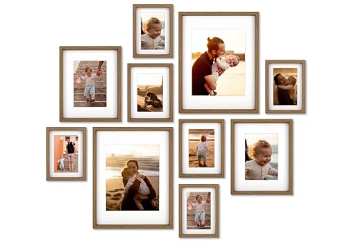 10 Piece Shadow Box Style Gallery Wall Frame Set -Rustic Photo Frame Set with Mat for 8x10, 5x7 and 4x6-Multiple Sizes Picture Frame Set for Wall Collage–Farmhouse Assorted Deep Picture Frames(Walnut) - color: Walnut, size: Gallery Wall "Stamp"