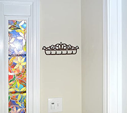 GASARÉ, Key Holder for Wall Mount, Cast Iron Key Hook, Victorian Design, Screws and Anchors, Large Size of 12½ x 5¼ Inches, Brown, 1 Unit