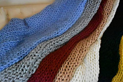 Chunky Knit Blanket (50 x 60 Inches) Warm Soft Cozy for Lounge Sofa & Bedroom, Handmade Knitted Yarn Throw Blanket (White, 1) - color: White