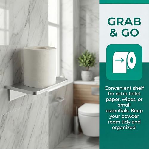 EHKIT Small Floating Shelf Heavy Acrylic Adhesive Stick on Sticky Strips/Nail Screws wall Mount Bathroom Organizer Wipes Phone Glasses Essential Oil Perfume (White) - color: White
