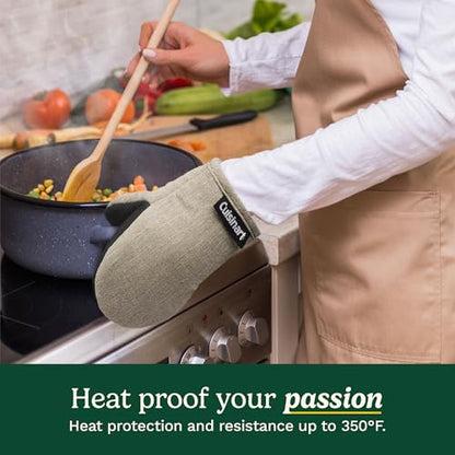 Cuisinart Mini Oven Mitts, 2-Pack, Neoprene Grip, Heat Resistant 350F | Cotton-lined, non-slip neoprene palm, ambidextrous design, ideal for smaller hands and everyday cooking - color: Taupe