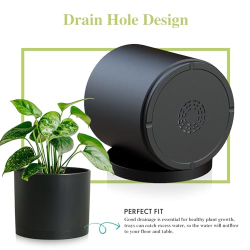 Large Plant Pots Set of 3 – 8", 9", 10" Indoor Flower Pots with Drainage Holes and Saucers, Big Planters for Monstera, Fiddle Leaf Fig, Snake Plant – 5 Colors - color: Black