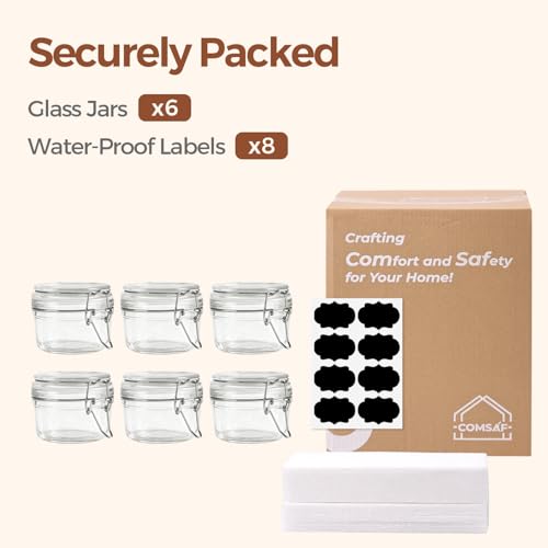 ComSaf Small Mason Glass Jars with Airtight Lids 4 oz 6 Pack Pantry | Herbs honey jam, Spice rack cabinet organization, Kitchen storage, Salt pepper chili, Wedding favors - size: 4oz*6
