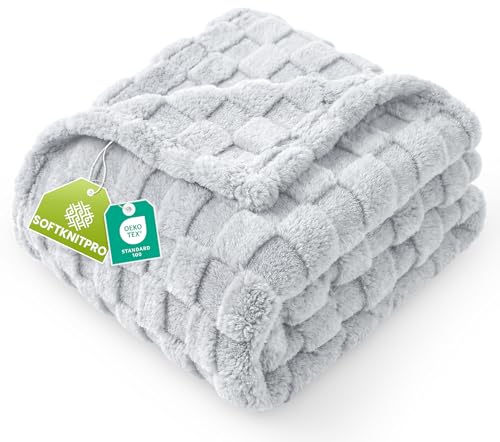 Utopia Bedding Plush Checkered Fleece Blanket Cool Grey Queen (90x90 Inch) | Soft, Cozy, Couch, Bed, Home Decor, Travel Friendly, Throws, Gift for Women and Men - color: Cool Grey, size: Queen