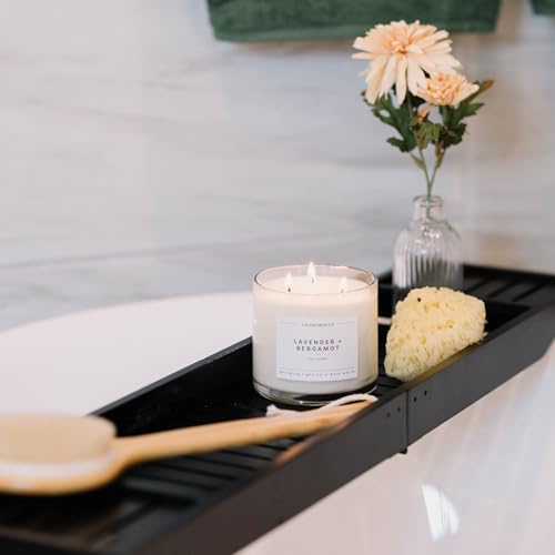 Lavender & Bergamot 3 Wick Scented Candle - 43 Hour Burn | Made in the USA Luxury Clean Soy Wax Candles - Long Lasting Large Glass Jar Candle for Home - 3 Wicks - 14.9oz - color: Lavender + Bergamot