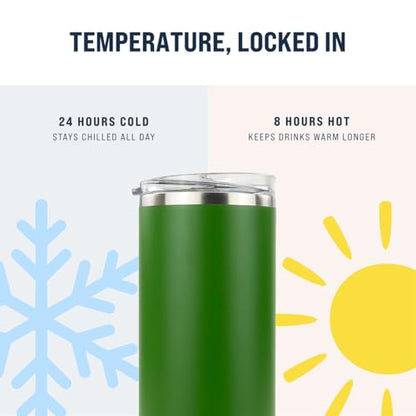 Hogg 20 oz Skinny - Hunter Green, Powder Coated Tumblers for Laser Engraving, Engravable Tumblers Bulk, Stainless Steel Cups Bulk, Insulated Cups with Lids - color: Hunter Green