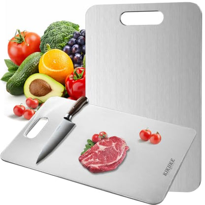 Titanium Cutting Board Double-Sided 100% Pure Titanium Cutting Boards for Kitchen - Food-Grade titanware chopping boards Stain-resistant Durable and easy to clean (15.3 x 11 in) - size: Medium