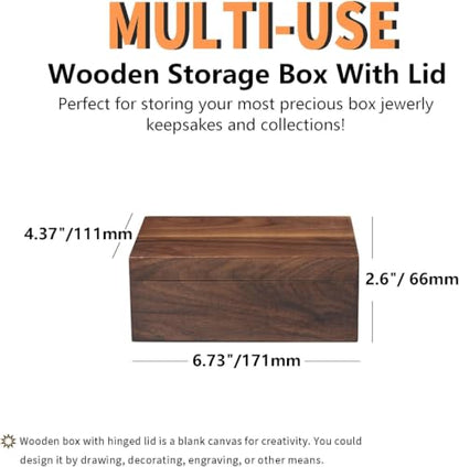 EXISTING Classic Wooden Walnut Wooden Keepsake Box with Hinged Lid | Small Size: 6.73 x 4.37 x 2.64 Inch, Secure Magnetic Closure, Perfect for Jewelry & Valuables, Gift Giving