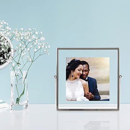 Lawrence Frames Metal Easel Float Picture Frame, 4x4, Silver - color: Silver, size: 4x4
