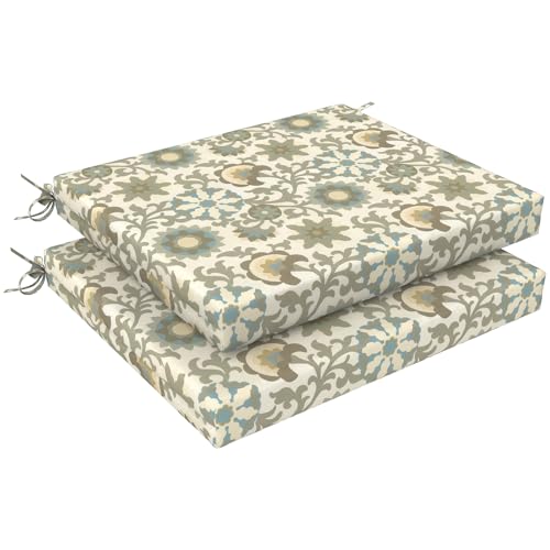 LVTXIII Outdoor Chair Cushions 18.5"x16"x2" Pack of 2, Water-Repellent Square Corner Memory Foam Seat Cushions with Ties for Garden Patio Furniture, Floral Symphony‌ - color: Floral Symphony‌, size: 18.5"x16"x2" ( Set of 2 )