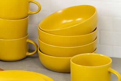 10 Strawberry Street Wazee Matte Coupe Dinnerware, Bowl, Yellow, Set of 6 - color: Yellow, size: 7.5" Dinner Bowl, style: Dinner Bowl