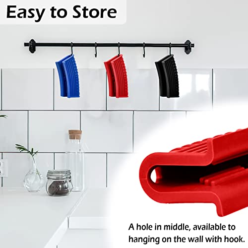 8 Pack Cast Iron Pot Assist Handle Covers with High Heat Resistance, Anti-slip Silicone Skillet Handle Cover for Any Frying Cast Iron Skillet Metal Pan, Washable Reusable Rubber Pot Holder Sleeves Red - size: Red-8 Pack