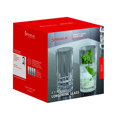 Spiegelau Perfect Serve Longdrink Glass Set of 4 - Highball Cocktail Glasses European-Made Crystal, Dishwasher Safe, Professional Quality Cocktail Glass Gift Set - 12.3 oz - style: Longdrink