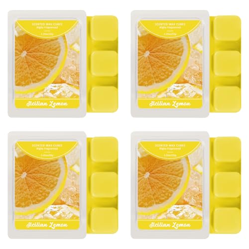 SCENTORINI Wax Melts, Sicilian Lemon Scent, Summer Scented Wax Cubes | Natural Soy Wax Melts for Candle Making, Wax Warmer, Home Fragrance Decoration, 4-Pack - size: Sicilian Lemon - 4 Pack