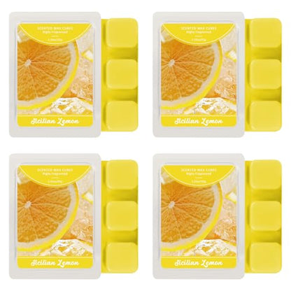 SCENTORINI Wax Melts, Sicilian Lemon Scent, Summer Scented Wax Cubes | Natural Soy Wax Melts for Candle Making, Wax Warmer, Home Fragrance Decoration, 4-Pack - size: Sicilian Lemon - 4 Pack