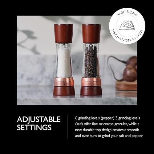 Cole & Mason Derwent Salt & Pepper Mill Gift Set - Salt & Pepper Shaker & Grinder with Adjustable Coarseness - Gourmet Precision Mill Set - Stainless Steel & Acrylic Grinders - Rose Gold - color: Rose Gold