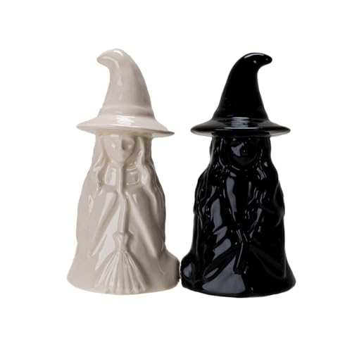 Pacific Giftware Mystical White and Black Witch Salt and Pepper Shakers