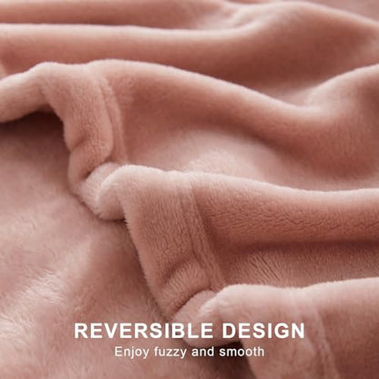 Hansleep Throw Dusty Pink Fleece Blanket, Soft Flannel Bed Blanket | Fuzzy Cozy Blanket 50x60 Inches, Multi-use for Bed, Sofa, Couch, Travel, Camping, All Season Warm Lightweight Cover - color: Dusty Pink, size: Throw (50x60 Inches)